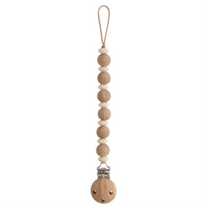 Mushie Silicone Pacifier Clip - Luna Faux Wood